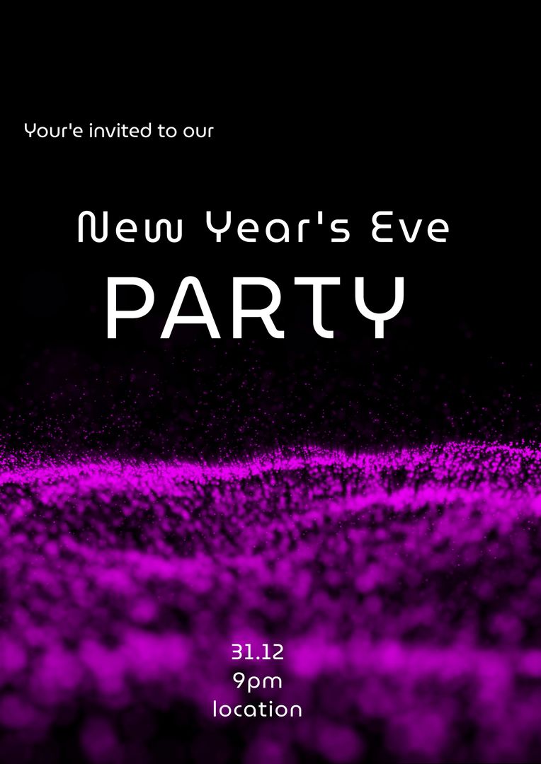 New Year's Eve Party Invitation with Purple Particle Design - Download Free Stock Templates Pikwizard.com