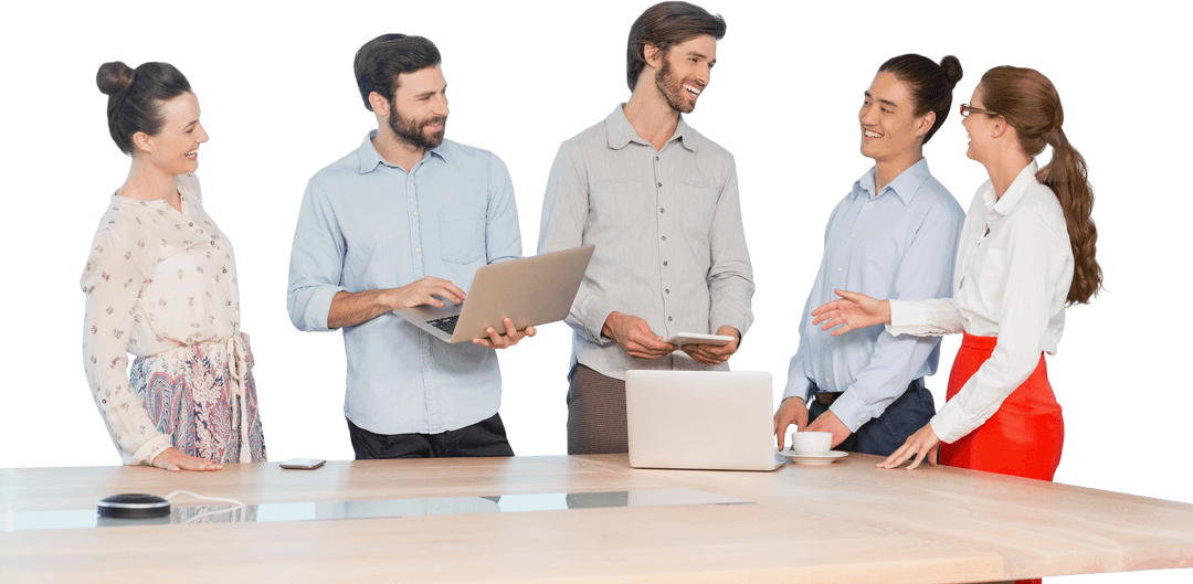 Transparent Team Collaboration at Workplace Desk