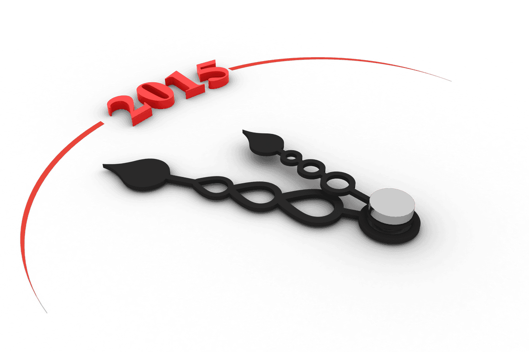 Transparent Time Progress Concept with Clock Hands and 2015 Text