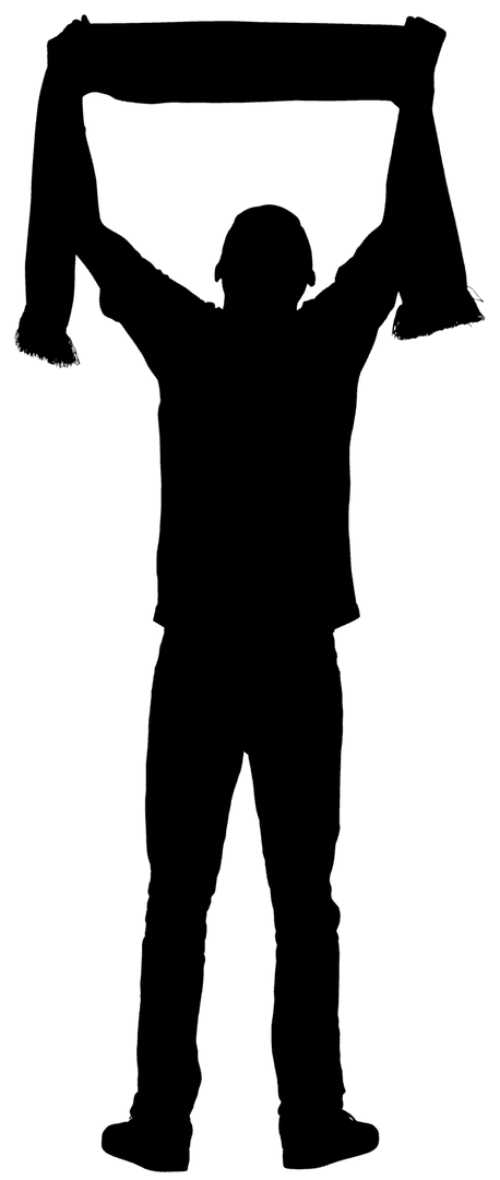 Silhouette of Man in Energetic Pose on Transparent Background