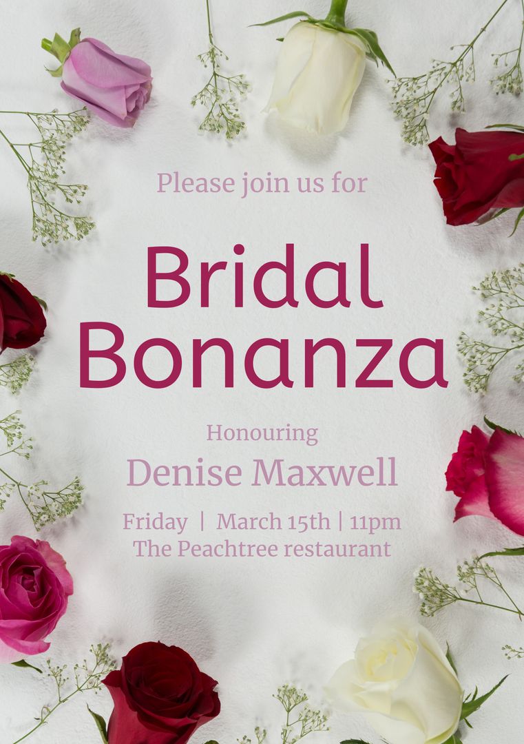 Elegant Floral Bridal Bonanza Invitation with Roses - Download Free Stock Templates Pikwizard.com