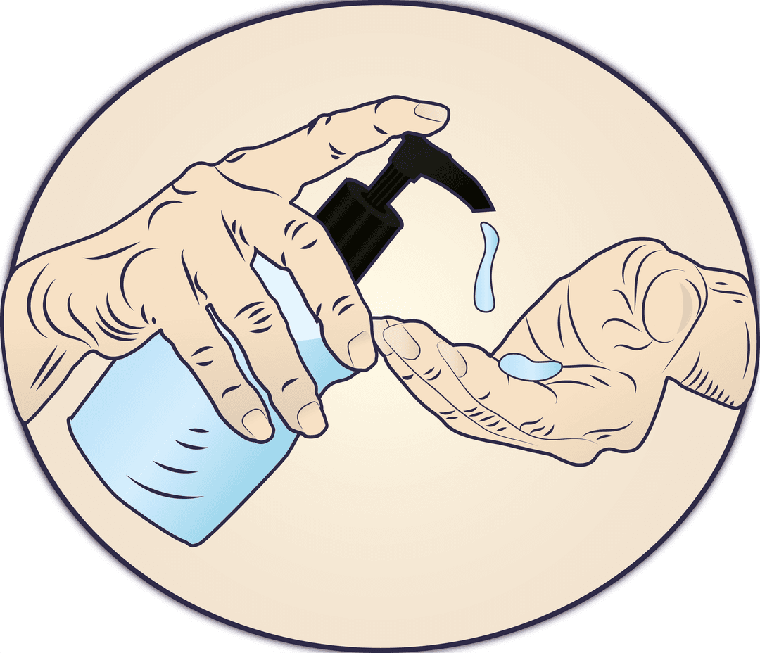 Hands Sanitizing with Disinfectant Gel on Transparent Background