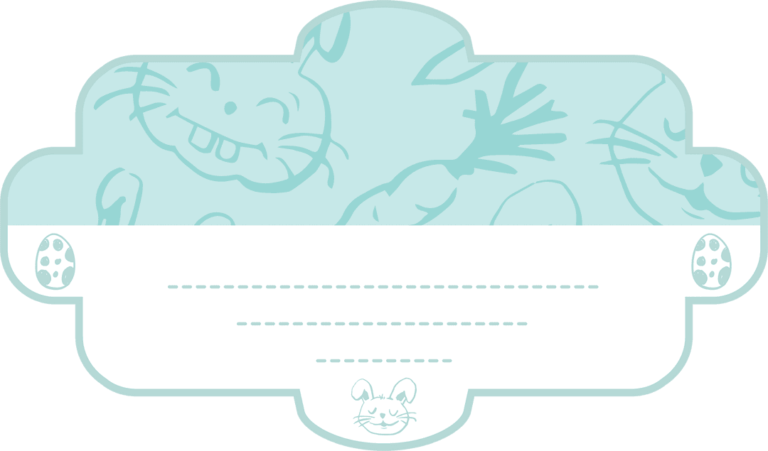 Transparent Easter Badge Template with Bunny Pattern and Blank Space