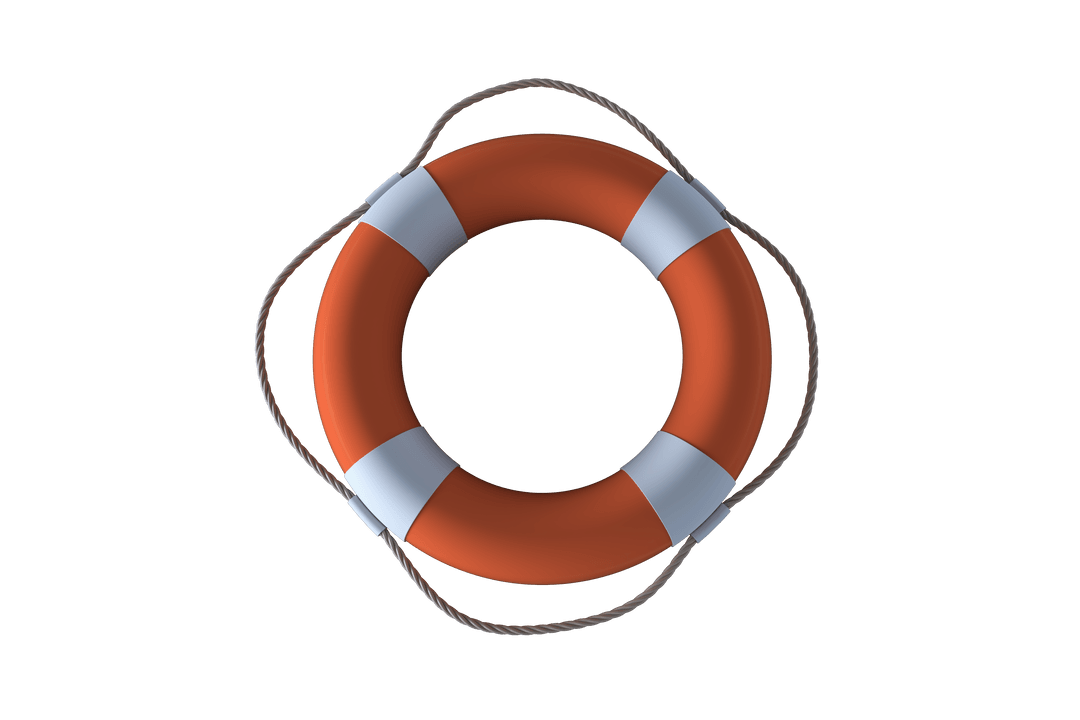 Transparent Orange Life Belt with Rope Details Isolated