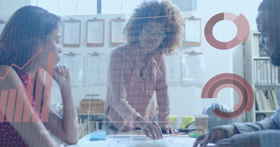 Architects Collaborating with Digital Interface Data Visualization