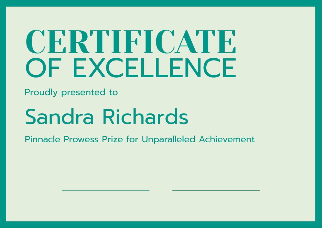 Certificate of Excellence for Achievement in Green and Beige Design - Download Free Stock Templates Pikwizard.com