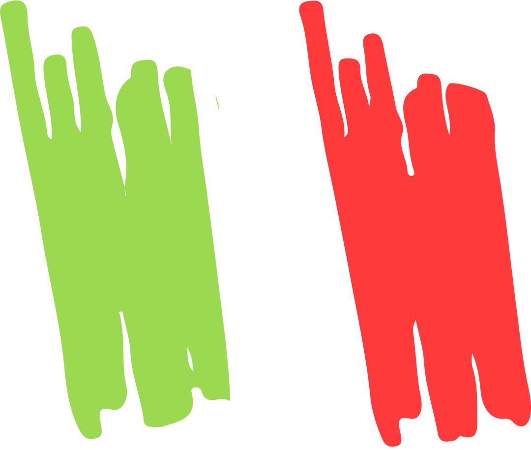 Abstract Italian Flag Brush Strokes on Transparent Canvas