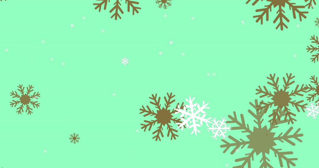 Falling Snowflakes on Green Background Illustrative Design