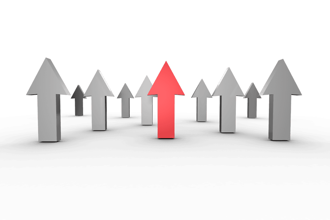 Upward Arrows on Transparent Background Symbolizing Growth