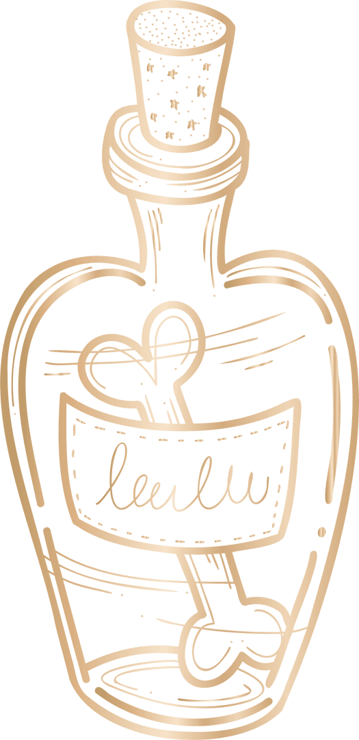 Transparent Vintage Bottle with Heart Stirrer Illustration