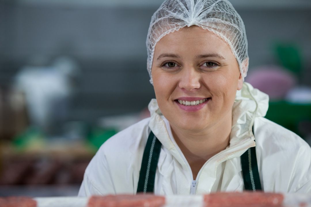Portrait of Female Butcher at Meat Factory - Free Images, Stock Photos and Pictures on Pikwizard.com