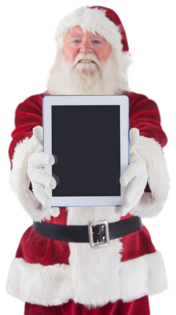 Transparent Santa Claus Holding Tablet PC Out into Camera - Download Free Stock Images Pikwizard.com