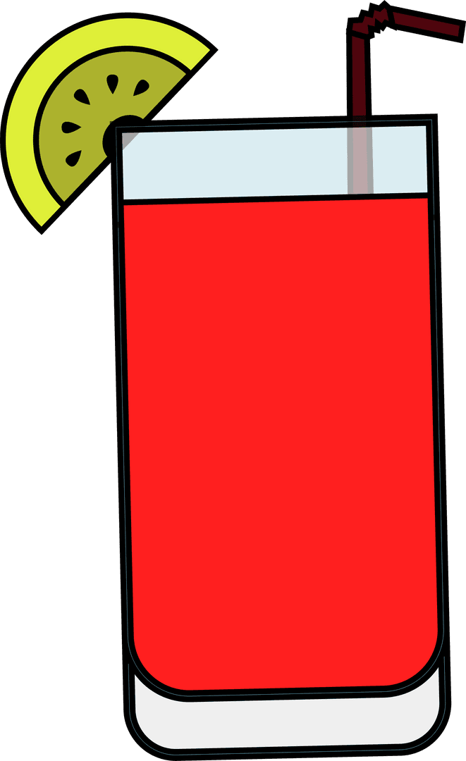 Transparent Background Red Cocktail with Lemon Slice