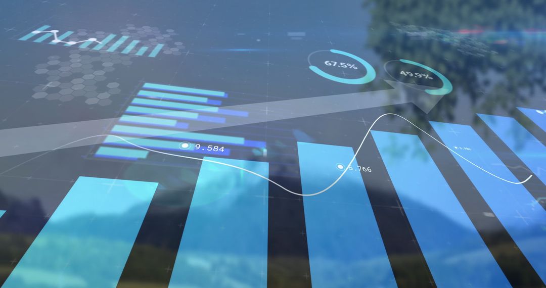 Innovative Data Visualizations Over Serene Mountain Scenery