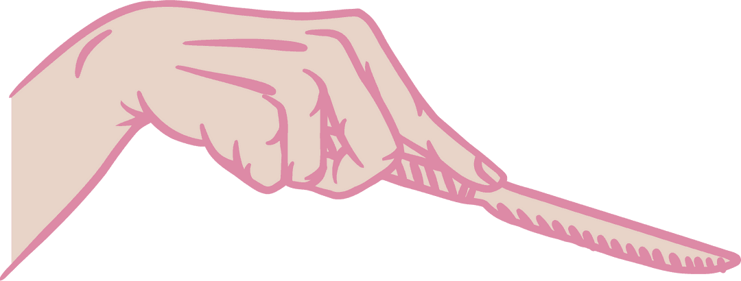 Cartoon Hand Filing Nail with Emery Board on Transparent Background