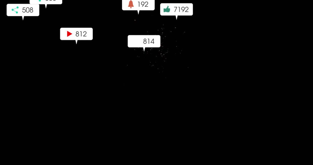 Abstract Digital Interaction Symbols on Black with Space for Copy