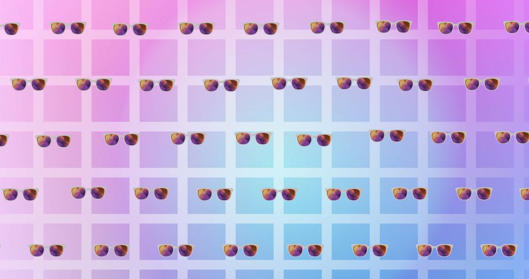 Modern Sunglasses Array on Trendy Pink and Blue Grid Background