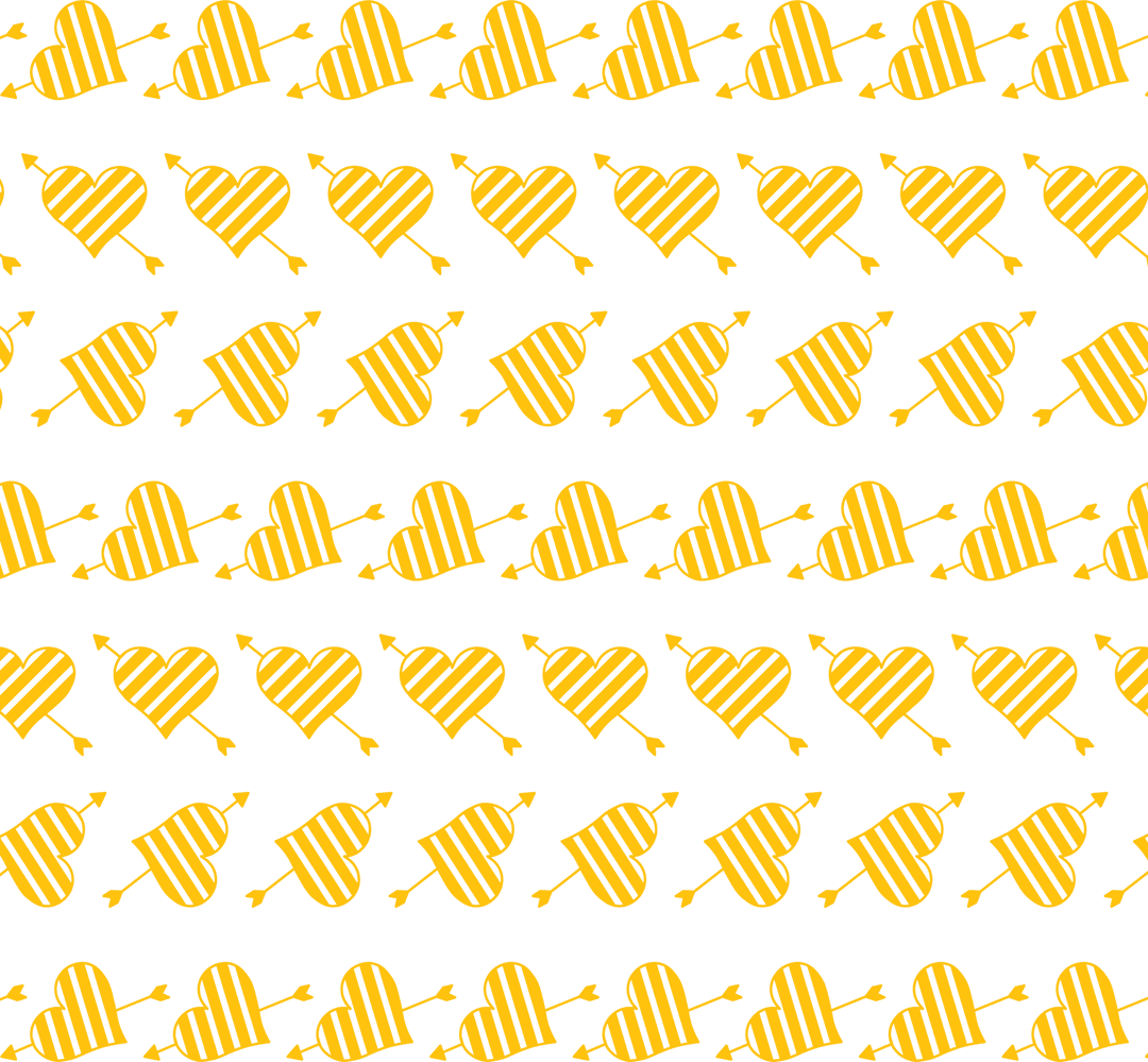 Yellow Transparent Heart Arrows Pattern Seamless Romantic Design