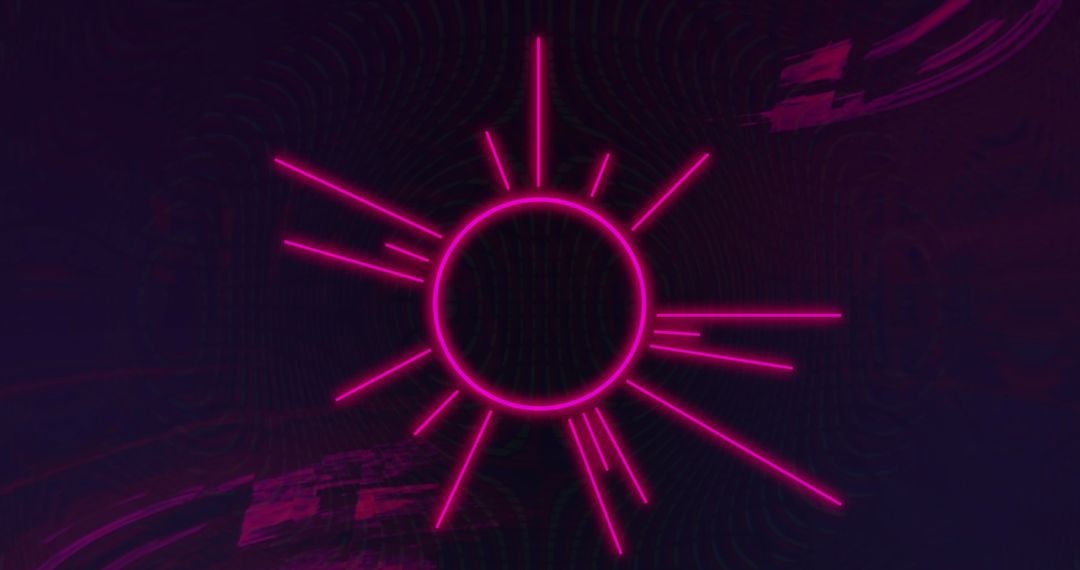 Bright Neon Design with Radiant Shapes on Dark Background