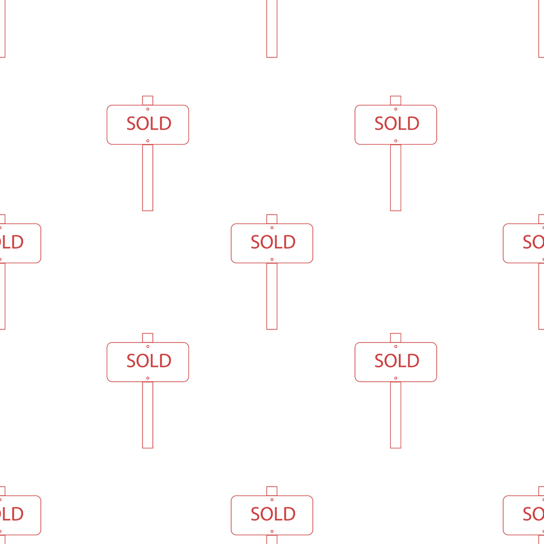 Red Sold Signs Pattern on Transparent Background