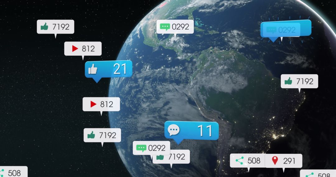 Global Social Media Connectivity with Digital Icons