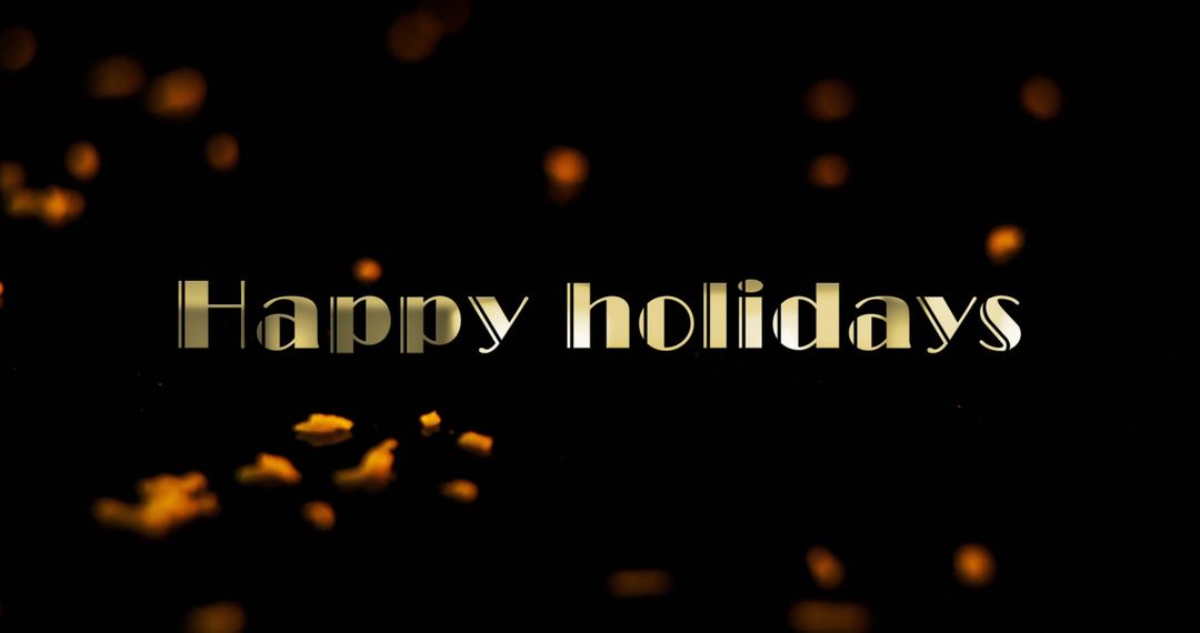 Happy Holidays Text with Falling Yellow Rocks