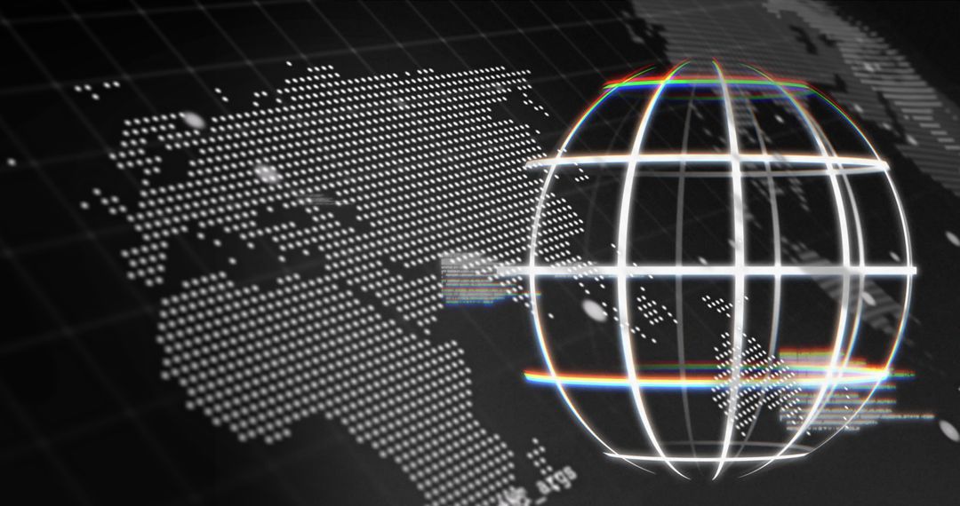 Digital Global Network with Holographic Globe and Map