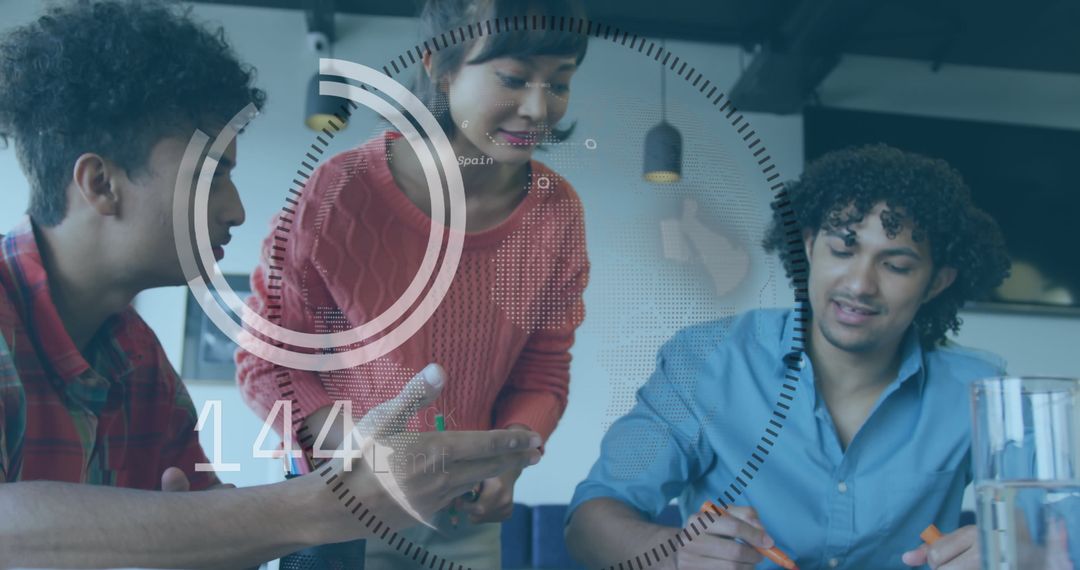 Creative Team Collaborating with Digital Overlay