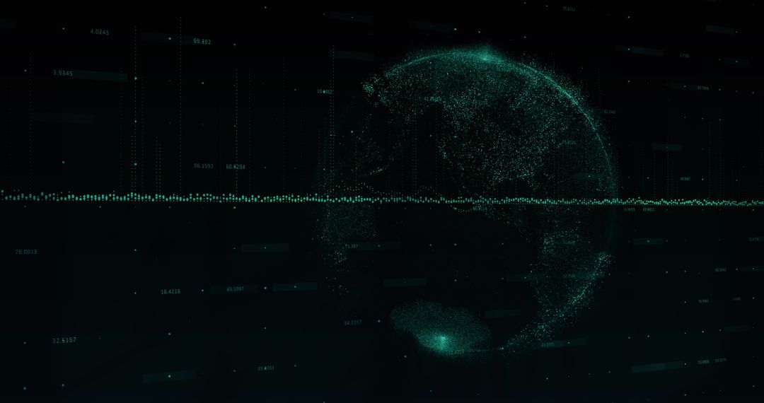 Globe with Data Visualization Effects on Dark Background