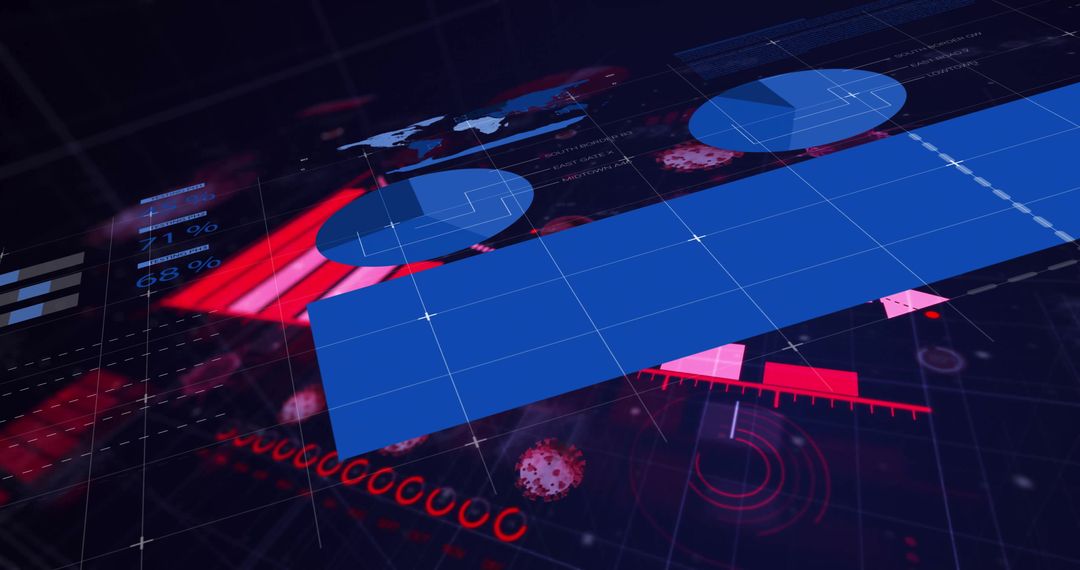 Futuristic Data Analytics Dashboard with Charts and Virus Icons