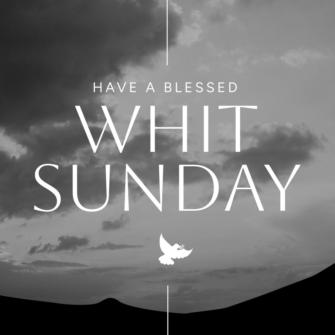 Blessed Whit Sunday Clouds with Dove Silhouette