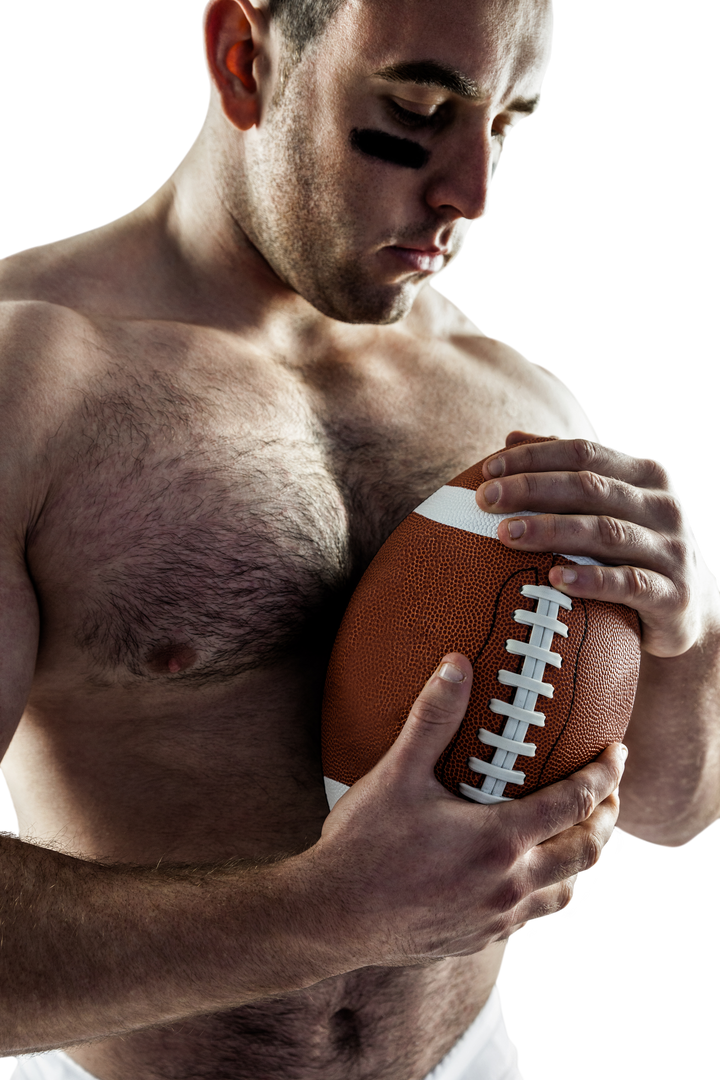 Transparent Background Shirtless American Football Player Holding Ball - Download Free Stock Images Pikwizard.com