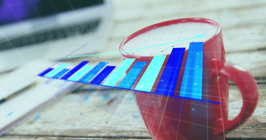 Business Growth Concept with Mixed Media Overlay Featuring Bar Graph