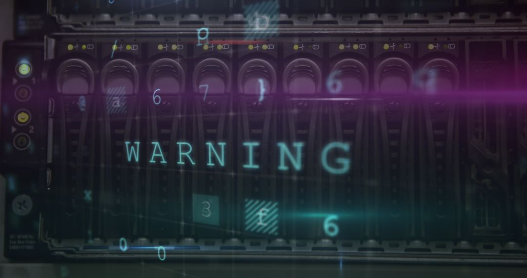Cyber Security Threat Warning on Server Display