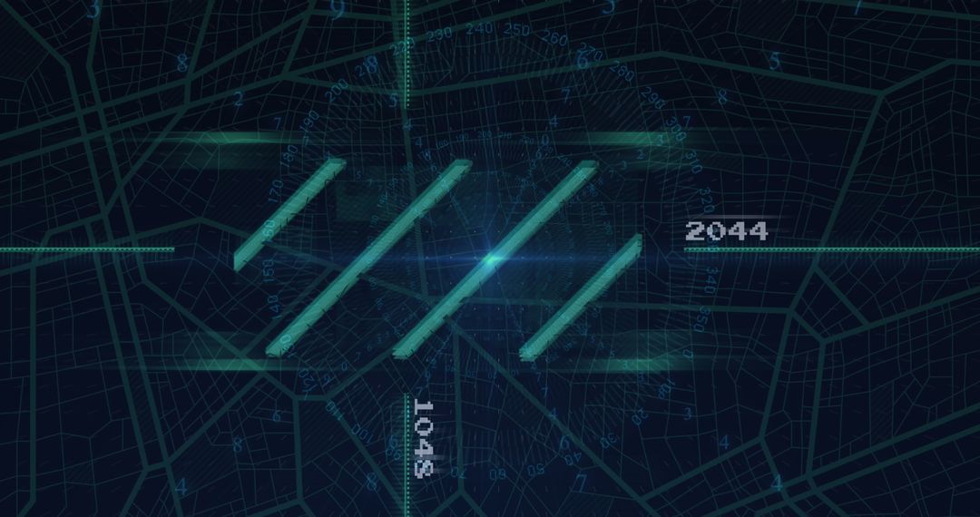 Futuristic Digital Interface with HUD Elements Showing Data