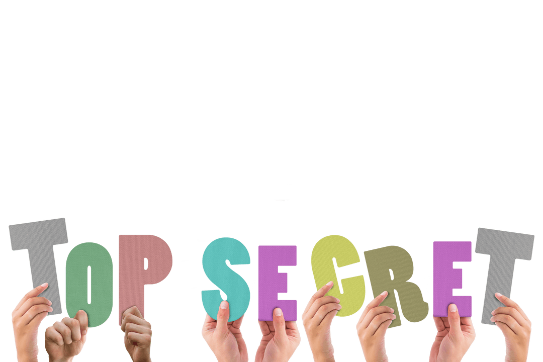 Transparent Hands Holding Letters Spelling Top Secret