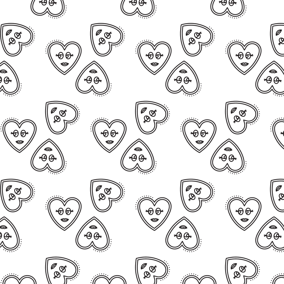 Seamless Transparent Pattern of Black Heart Shapes