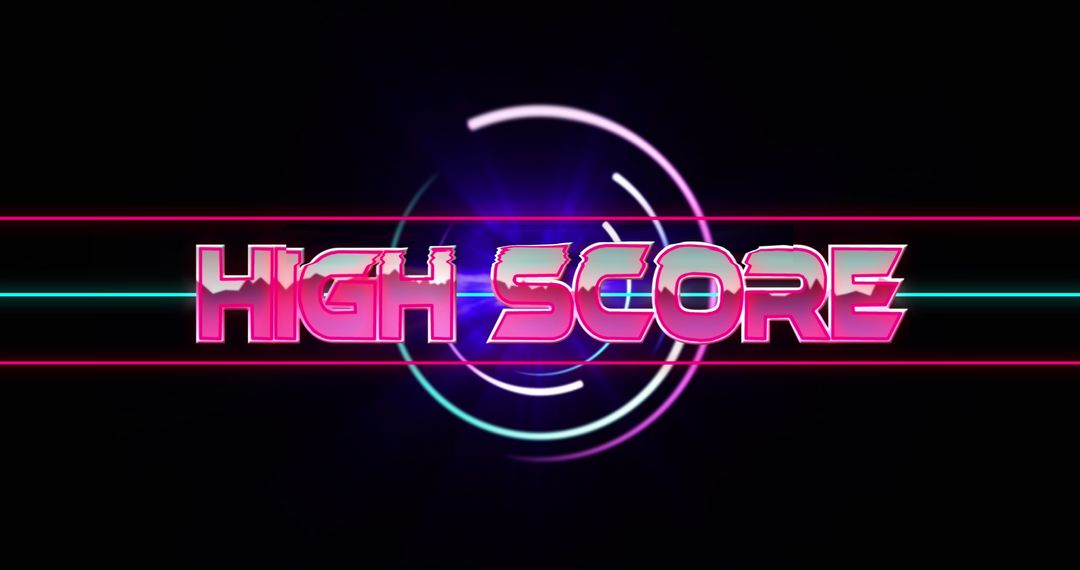 Retro Neon High Score Design on Black Background