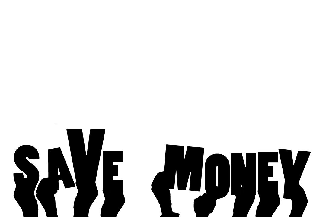 Illustration of Hands with Save Money Text on Transparent Background