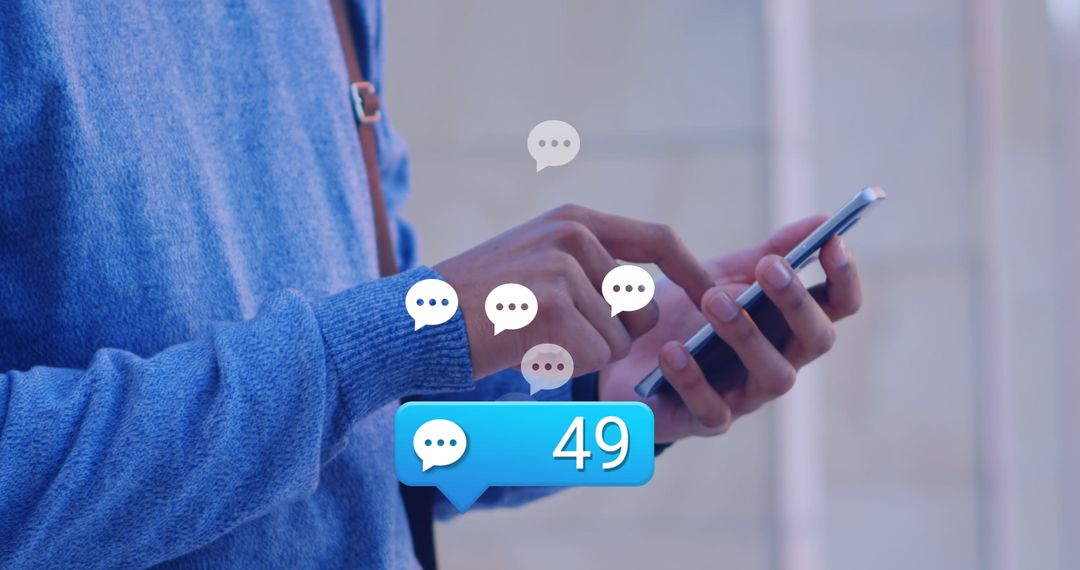 Person Engaging on Social Media via Smartphone with Chat Notifications