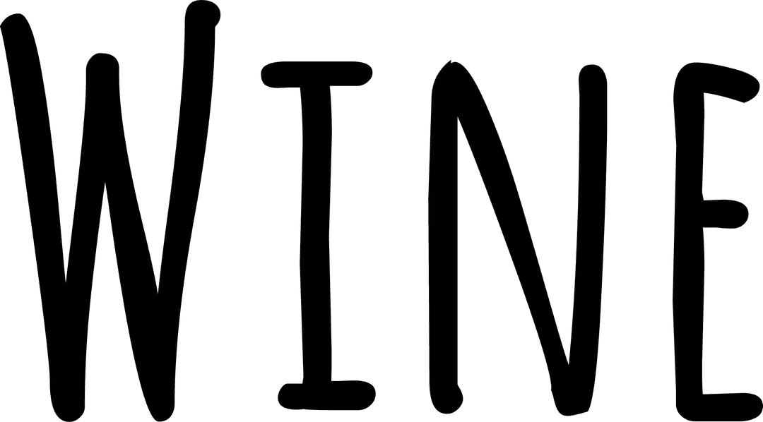 Elegant Black Wine Text on Transparent Background