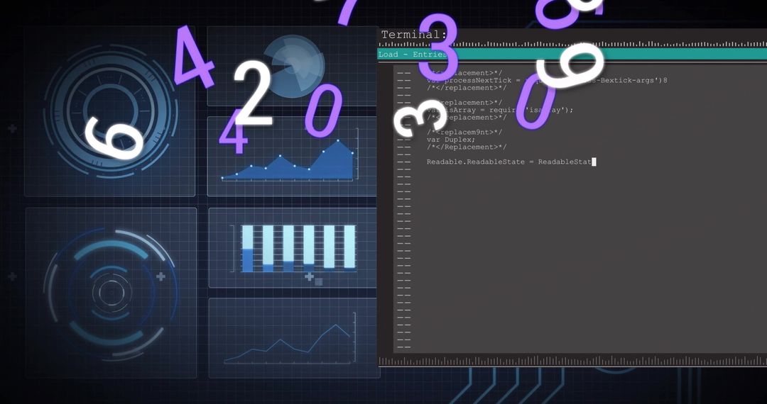 Digital Data Processing Over Code with Analytics Charts - Free Images, Stock Photos and Pictures on Pikwizard.com
