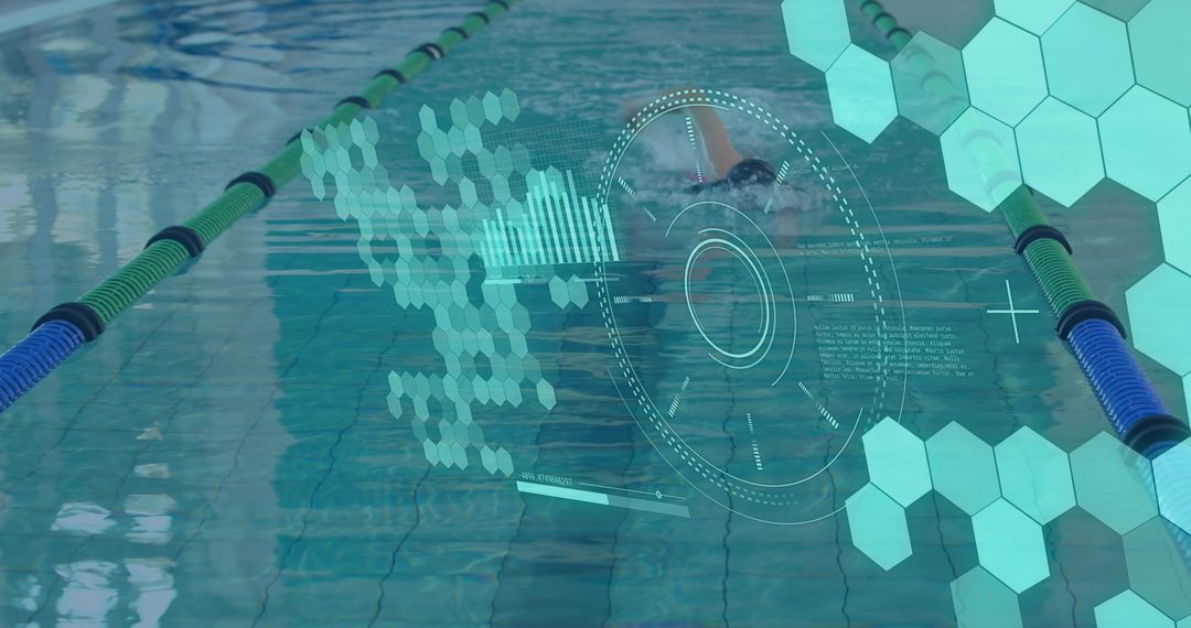 Digital Interface Scanning Data Over Swimmer in Pool