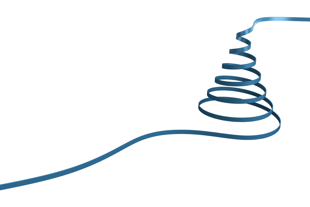 Curved Ribbon Creating Modern Christmas Tree on Transparent Background