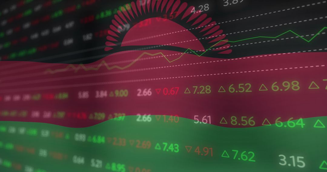Digital Data Overlays Malawi National Flag Symbolism