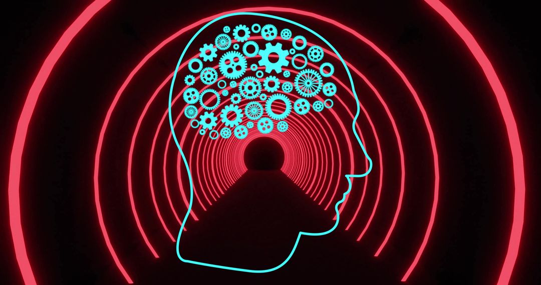 AI Brain with Cogs Representing Data Processing Concept