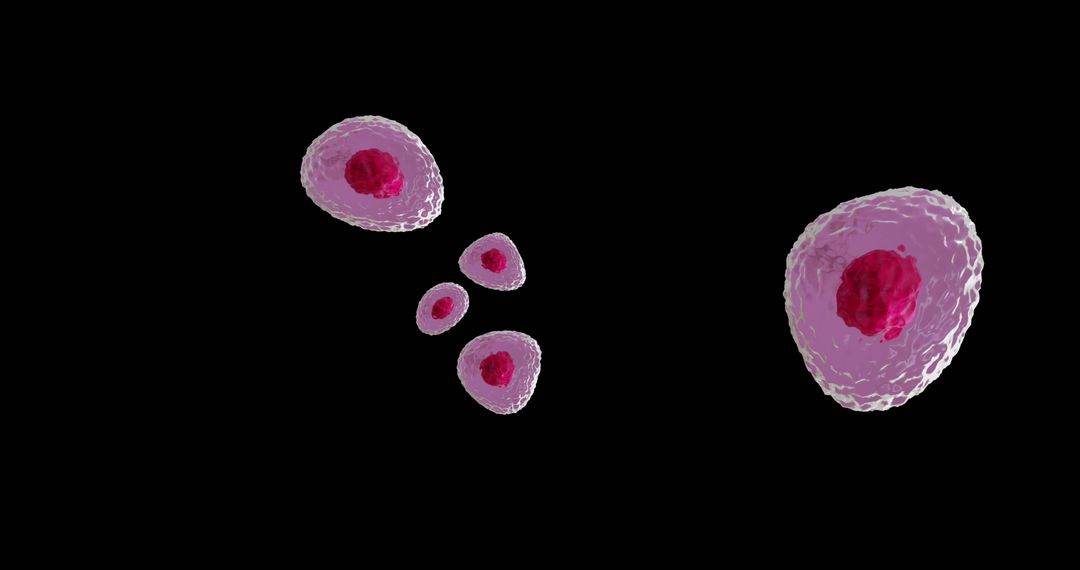 Digital Illustration of Cells on Black Background for Science and Research