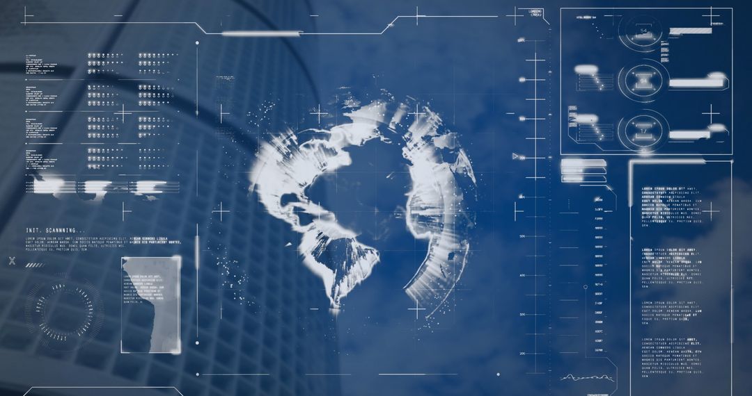 Futuristic Data Interface with Spinning Digital Globe