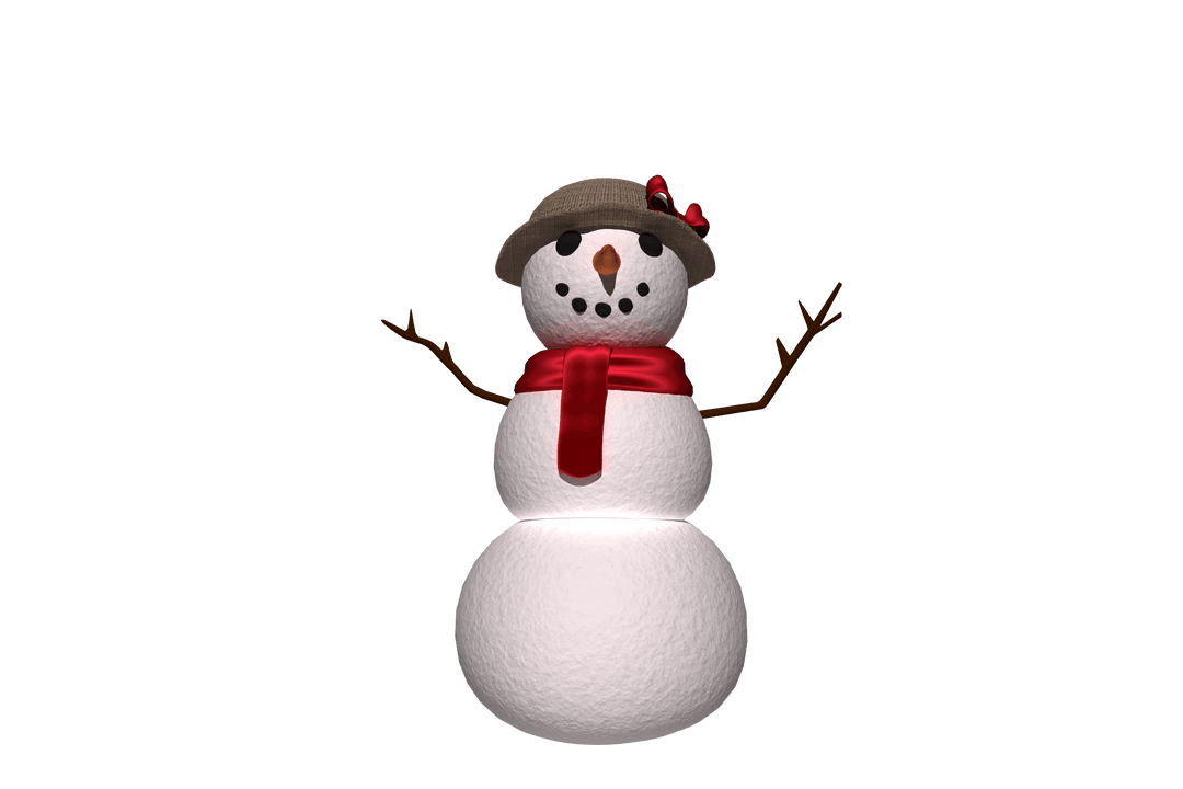 Transparent Snowman with Floppy Hat and Red Scarf in Winter Designs