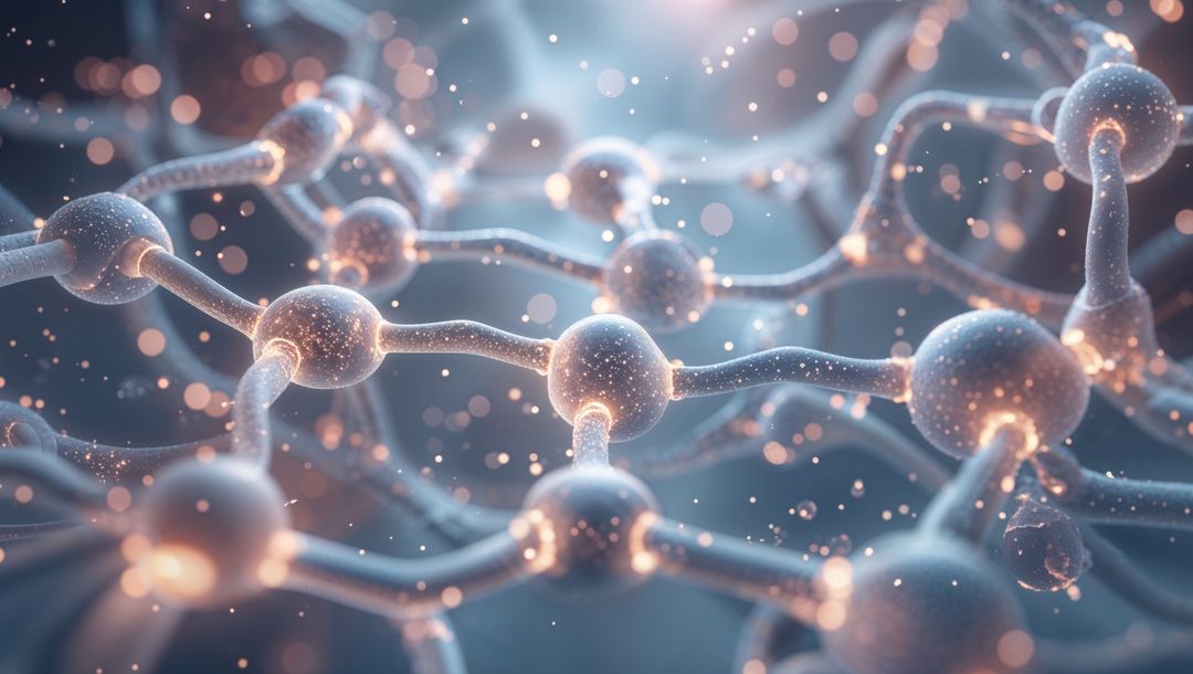 Futuristic Digital Network of Spherical Nodes with Glowing Particles